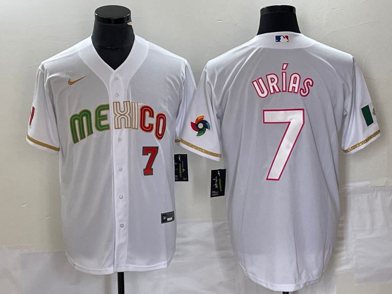 Men 2023 World Cub Mexico #7 Urias White Nike MLB Jersey style 12